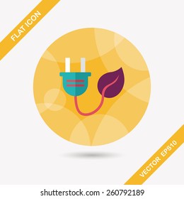 Environmental protection concept flat icon with long shadow,eps10; Saving energy, turning off lights