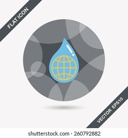 Environmental protection concept flat icon with long shadow,eps10; Conserve water, protect the environment.
