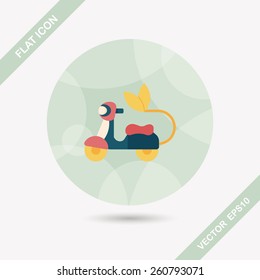 Environmental protection concept flat icon with long shadow,eps10; Reduce riding a motorcycle, reduce air pollution