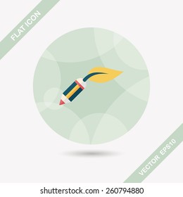 Environmental protection concept flat icon with long shadow,eps10; Decomposable pencil; Environmentally friendly materials pencil