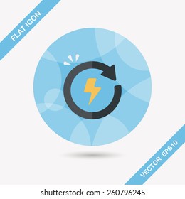 Environmental protection concept flat icon with long shadow,eps10; Renewable energy; Recycled energy
