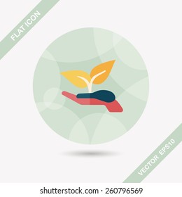 Environmental protection concept flat icon with long shadow,eps10; Protect our forests and ecological plant.