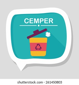 Environmental protection concept flat icon with long shadow,eps10, Doing recycle to protect our environment; recycled garbage