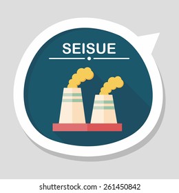 Environmental protection concept flat icon with long shadow,eps10; The factory do well on emission to not pollute the air and environment