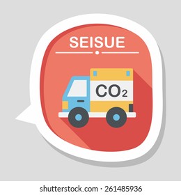 Environmental protection concept flat icon with long shadow,eps10; Reduce the use of gasoline, reduce air pollution