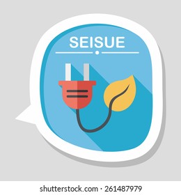Environmental protection concept flat icon with long shadow,eps10; Saving energy, turning off lights