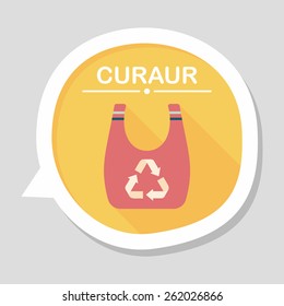 Environmental protection concept flat icon with long shadow,eps10; Recycled shopping bag