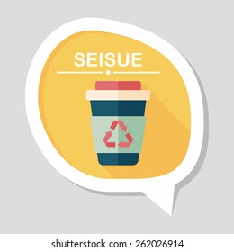 Environmental protection concept flat icon with long shadow,eps10; Recycled water bottle