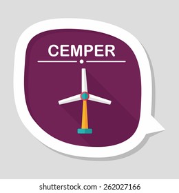 Environmental protection concept flat icon with long shadow,eps10; wind energy; saving energy; renewable energy