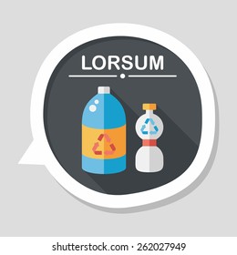 Environmental protection concept flat icon with long shadow,eps10; Recycled water bottle