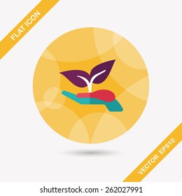 Environmental protection concept flat icon with long shadow,eps10; Protect our forests and ecological plant.