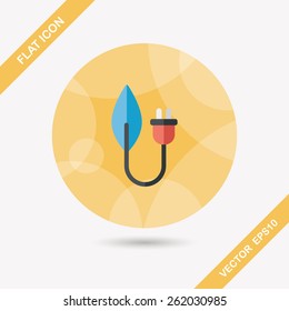 Environmental protection concept flat icon with long shadow,eps10; Saving energy to protect our environment