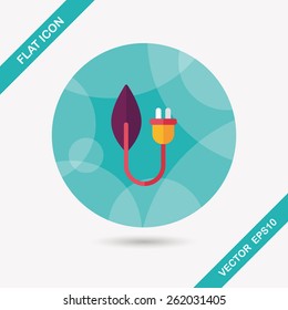 Environmental protection concept flat icon with long shadow,eps10; Saving energy to protect our environment