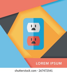 Environmental protection concept flat icon with long shadow,eps10; Saving energy, turning off lights