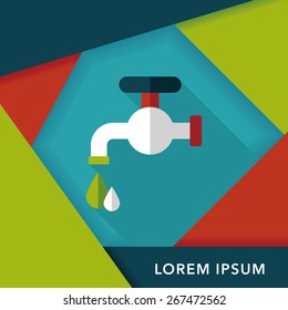 Environmental protection concept flat icon with long shadow,eps10; Conserve water, protect the environment.
