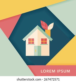 Environmental protection concept flat icon with long shadow,eps10; greenhouses; green house