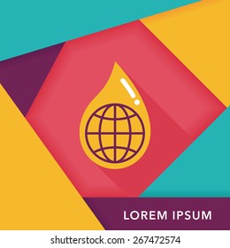 Environmental protection concept flat icon with long shadow,eps10; Conserve water, protect the environment.