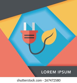 Environmental protection concept flat icon with long shadow,eps10; Saving energy, turning off lights