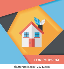 Environmental protection concept flat icon with long shadow,eps10; greenhouses; green house