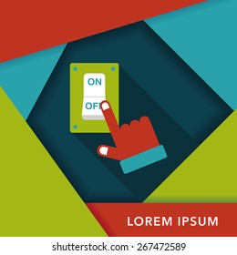 Environmental protection concept flat icon with long shadow,eps10; Saving energy, turning off lights