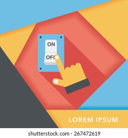 Environmental protection concept flat icon with long shadow,eps10; Saving energy, turning off lights