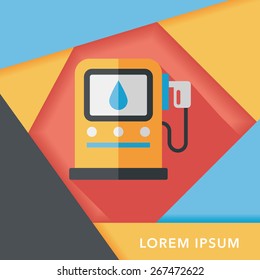 Environmental protection concept flat icon with long shadow,eps10; Reduce the use of gasoline, reduce air pollution