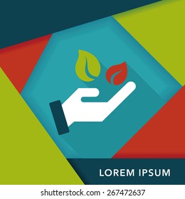 Environmental protection concept flat icon with long shadow,eps10; Sincerely protect our environment; saving energy to protect our home