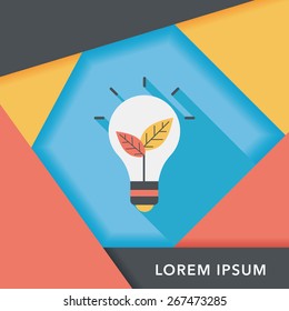 Environmental protection concept flat icon with long shadow,eps10; Saving energy, turning off lights