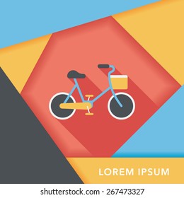 Environmental protection concept flat icon with long shadow,eps10; More cycling to reduce emissions