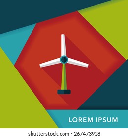 Environmental protection concept flat icon with long shadow,eps10; wind energy; saving energy; renewable energy