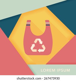 Environmental protection concept flat icon with long shadow,eps10; Recycled shopping bag