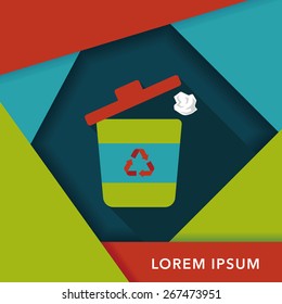 Environmental protection concept flat icon with long shadow,eps10, Doing recycle to protect our environment; recycled garbage