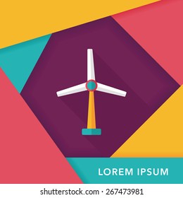 Environmental protection concept flat icon with long shadow,eps10; wind energy; saving energy; renewable energy