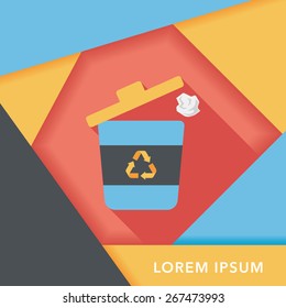 Environmental protection concept flat icon with long shadow,eps10, Doing recycle to protect our environment; recycled garbage