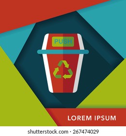Environmental protection concept flat icon with long shadow,eps10, Doing recycle to protect our environment; recycled garbage