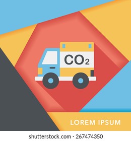 Environmental protection concept flat icon with long shadow,eps10; Reduce the use of gasoline, reduce air pollution
