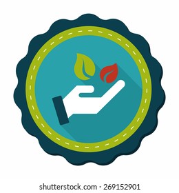 Environmental protection concept flat icon with long shadow,eps10; Sincerely protect our environment; saving energy to protect our home