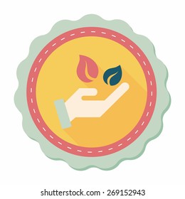Environmental protection concept flat icon with long shadow,eps10; Sincerely protect our environment; saving energy to protect our home