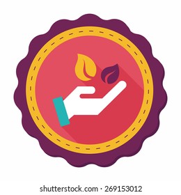 Environmental protection concept flat icon with long shadow,eps10; Sincerely protect our environment; saving energy to protect our home