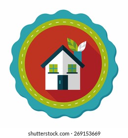 Environmental protection concept flat icon with long shadow,eps10; greenhouses; green house