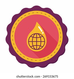Environmental protection concept flat icon with long shadow,eps10; Conserve water, protect the environment.