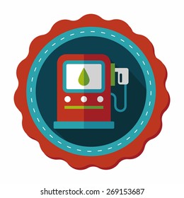 Environmental protection concept flat icon with long shadow,eps10; Reduce the use of gasoline, reduce air pollution