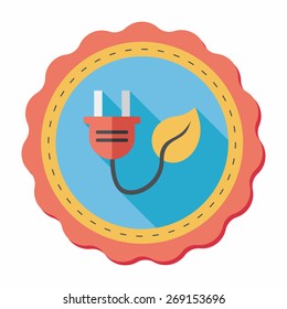 Environmental protection concept flat icon with long shadow,eps10; Saving energy, turning off lights