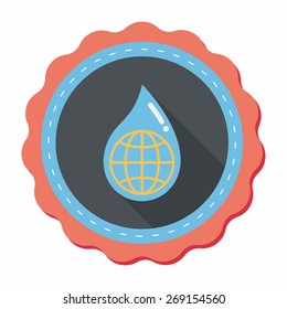 Environmental protection concept flat icon with long shadow,eps10; Conserve water, protect the environment.