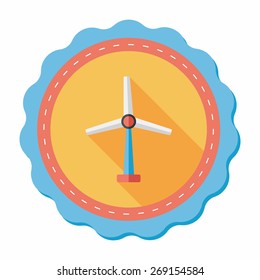 Environmental protection concept flat icon with long shadow,eps10; wind energy; saving energy; renewable energy