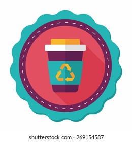 Environmental protection concept flat icon with long shadow,eps10; Recycled water bottle