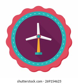 Environmental protection concept flat icon with long shadow,eps10; wind energy; saving energy; renewable energy