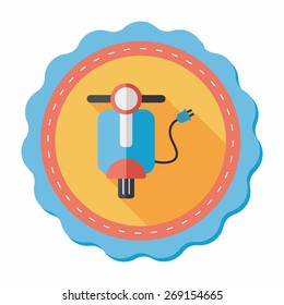 Environmental protection concept flat icon with long shadow,eps10; Reduce riding a motorcycle, reduce air pollution; Electric Motorcycles