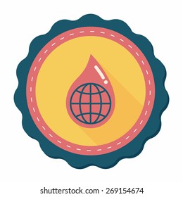 Environmental protection concept flat icon with long shadow,eps10; Conserve water, protect the environment.