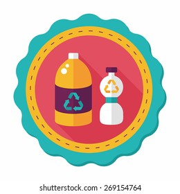 Environmental protection concept flat icon with long shadow,eps10; Recycled water bottle